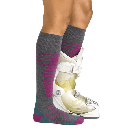 Darn Tough | Women's Edge Over-the-Calf Midweight Ski & Snowboard Sock - Moto Camp Nerd - motorcycle camping