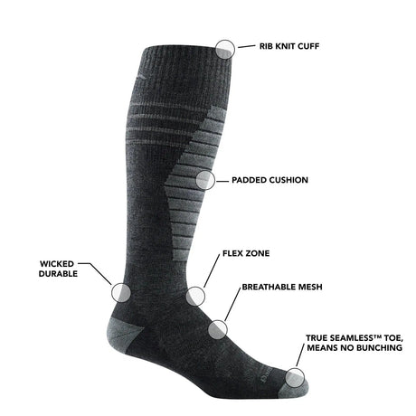 Darn Tough | Women's Edge Over-the-Calf Midweight Ski & Snowboard Sock - Moto Camp Nerd - motorcycle camping