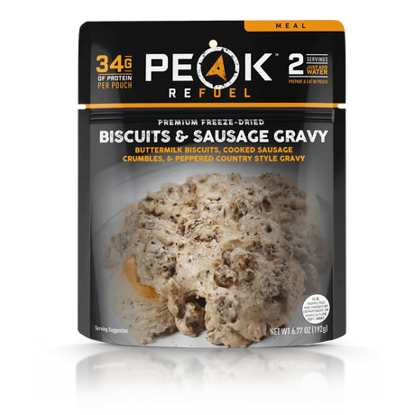 Peak Refuel | Biscuits & Sausage Gravy - Moto Camp Nerd - motorcycle camping