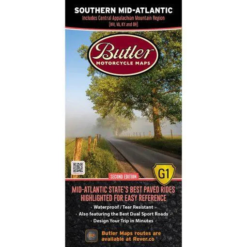 Butler Maps | Southern Mid-Atlantic States G1 map - Moto Camp Nerd - motorcycle camping